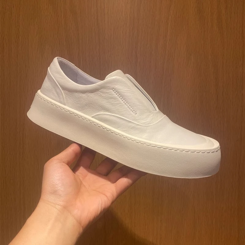 2025新款厚底小白鞋男时尚英伦透气一脚蹬懒人鞋潮流百搭休闲板鞋