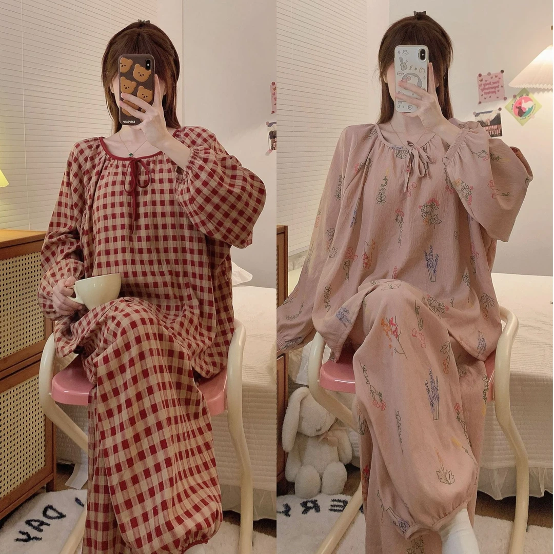 2号链接-【买一宋一】1208春秋带胸垫睡衣套装大码可外穿家居服