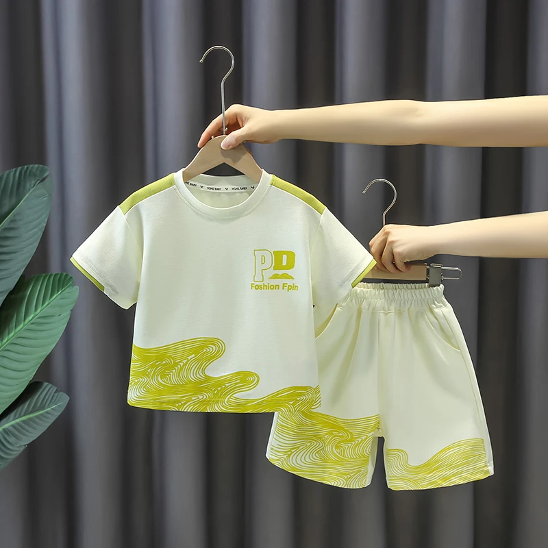 儿童夏季套装卡通宝宝休闲韩系运动薄款童装男童帅气炸街两件套潮