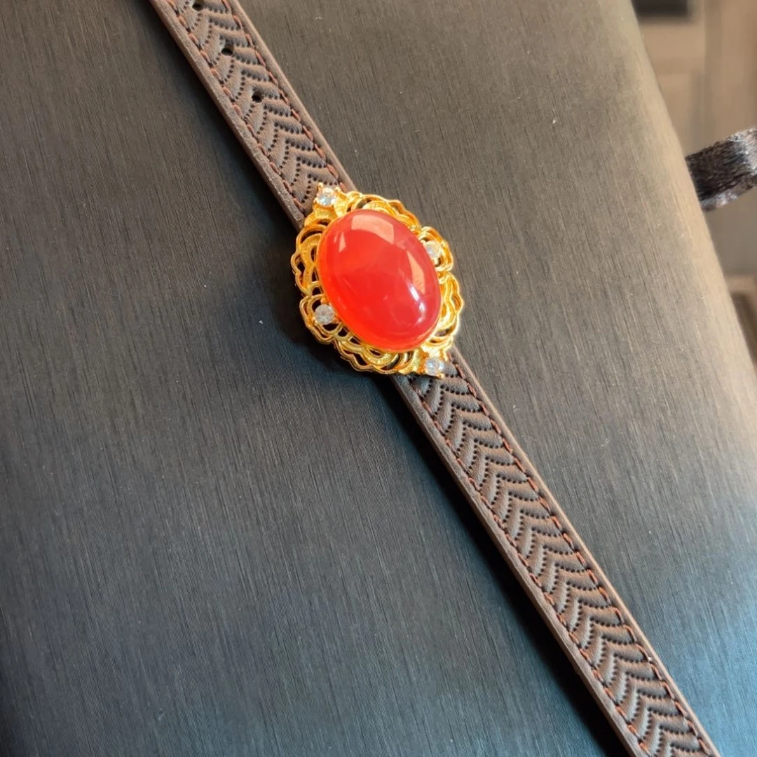 银S925镶嵌菱锰矿（红纹石）手绳