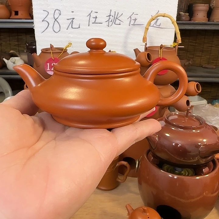 朱泥朱泥泡茶壶虚扁120毫升左右
