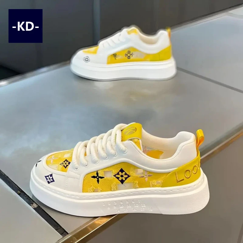 男鞋夏季网面透气厚底板鞋潮流百搭运动小白潮鞋休闲增高