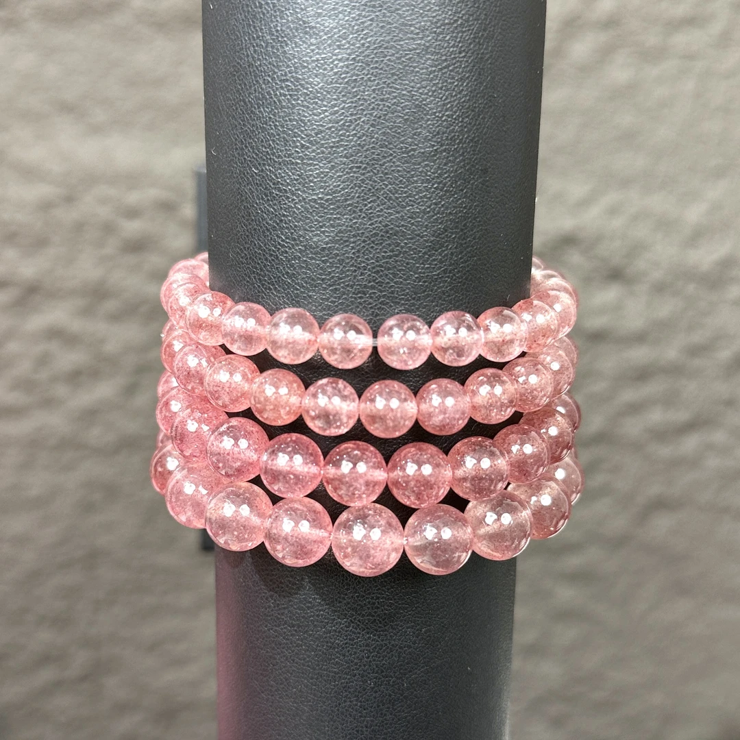 清透白水体鸽血红草莓晶H225手链手串多样性发一