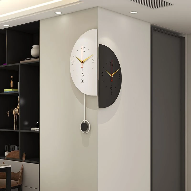 2024新款现代简约客厅拐角挂钟ins双面家用转角时钟钟表挂墙挂表