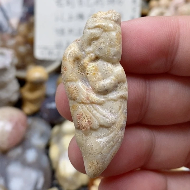 硅化珊瑚（珊瑚玉）未镶嵌颈饰有瑕 小