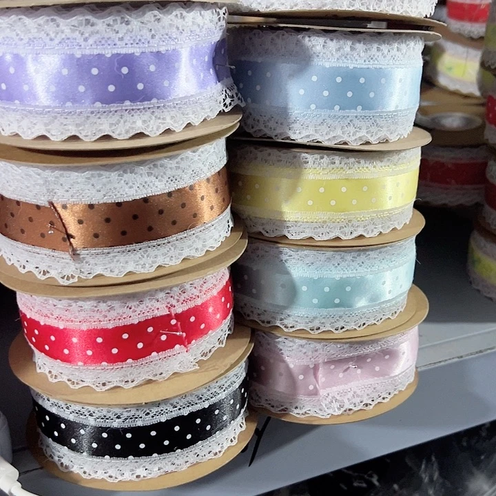 4.5的蕾丝边波点图片色浅粉浅蓝浅黄咖色各10码