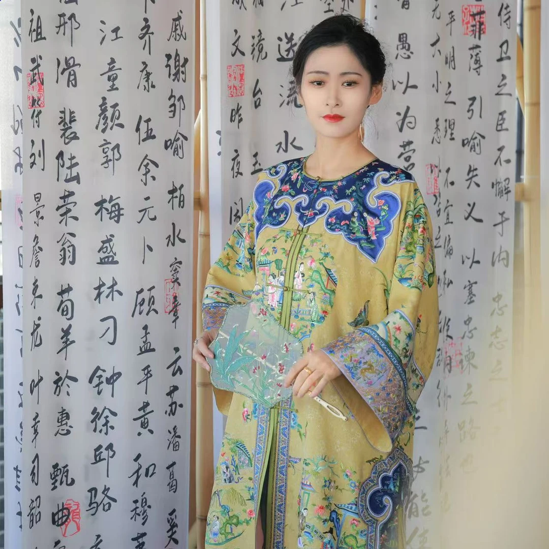 蘇夢【古董衣复刻】明黄重工手绣圆领对襟半大褂中式百搭01031369