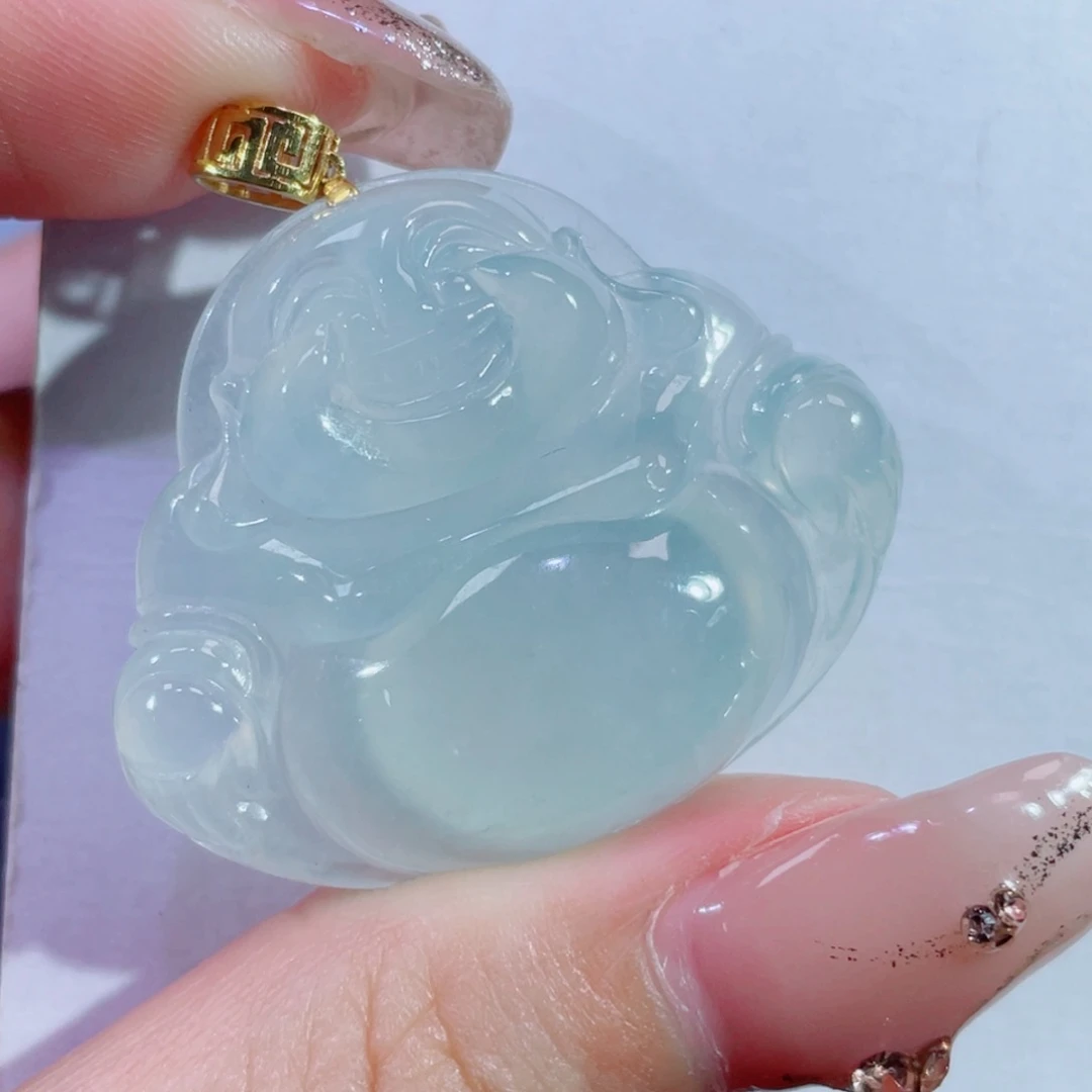 翡翠颈饰18K金镶嵌佛公