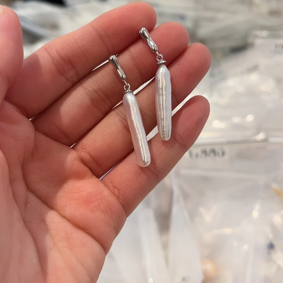 淡水珍珠耳饰银S925镶嵌