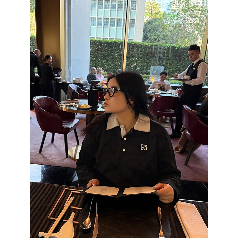 铅笔小鑫大码女装  撞色翻领 休闲CP POLO领上衣/半裙套装