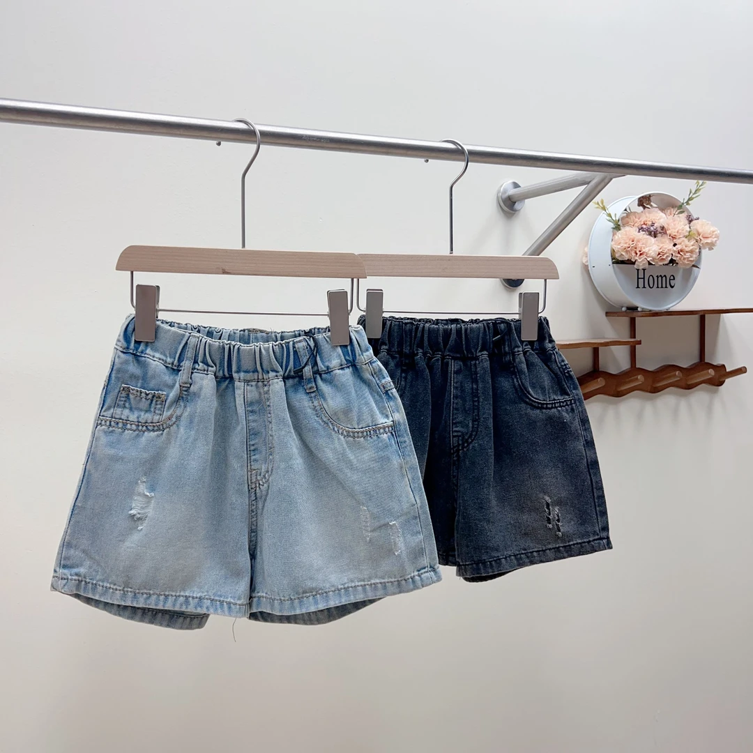 602~女童夏款牛仔短裤~刺绣字母 ~