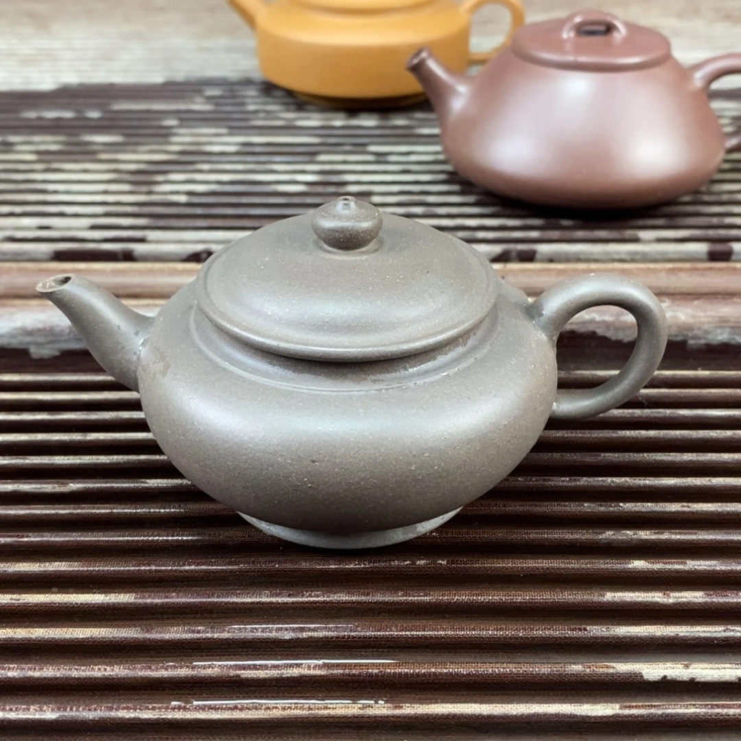 茶壶紫砂宜兴原矿紫砂壶扁樱150c