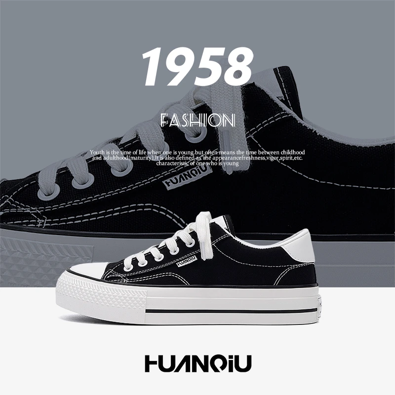 环球帆布鞋子男款秋季2025新款美式潮流男鞋轻便厚底男生休闲板鞋