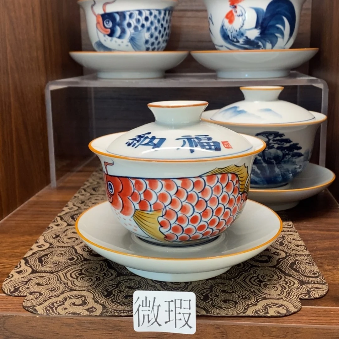 釉下彩老陶泥手工绘制