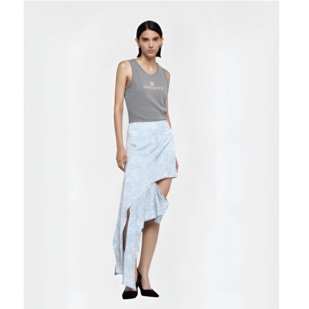 YCH · 设计师品牌灰色不规则半身裙 S71Q003