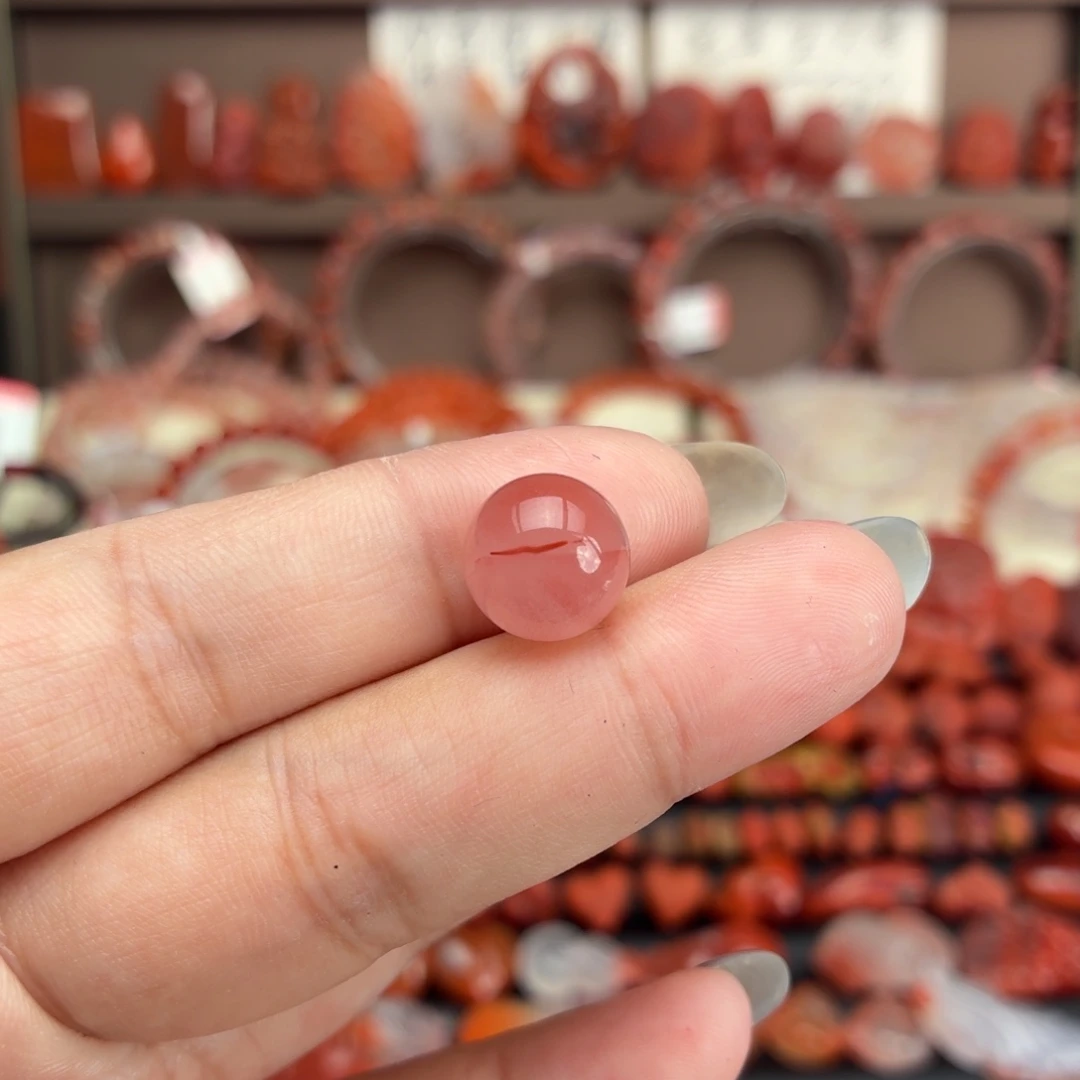 南红玛瑙未镶嵌颈饰11咪冰粉单珠