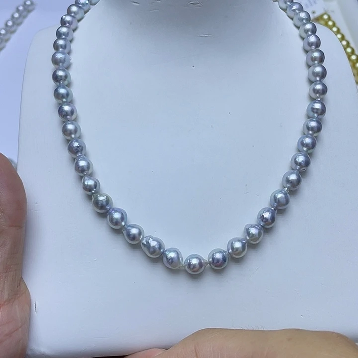 项链银S925镶嵌海水珍珠