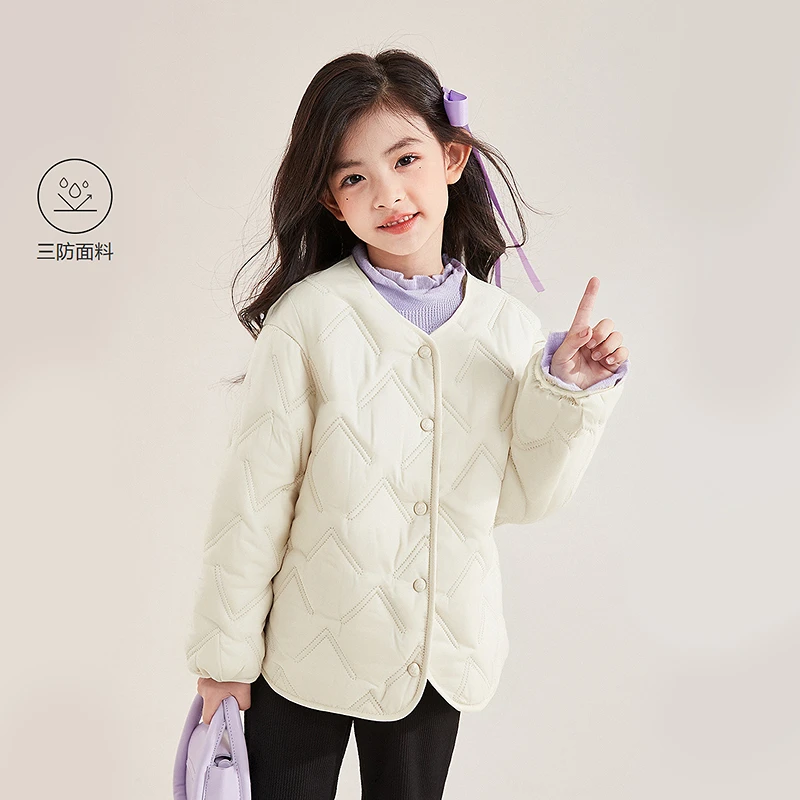 DEESHA/笛莎女童秋冬新款中童儿童加绒绗棉加厚外套洋气保暖上衣