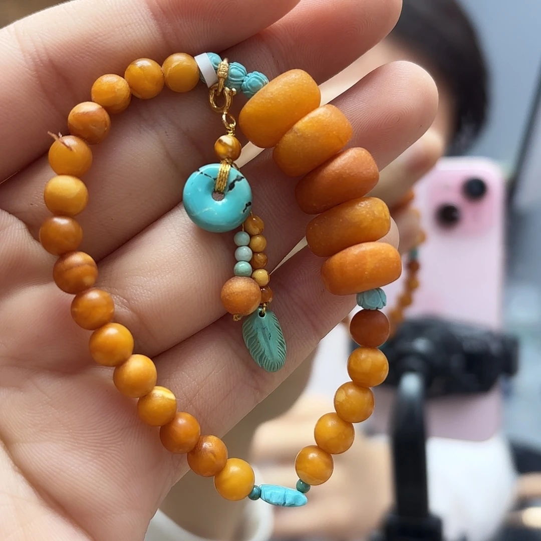 琥珀未镶嵌裸石手串