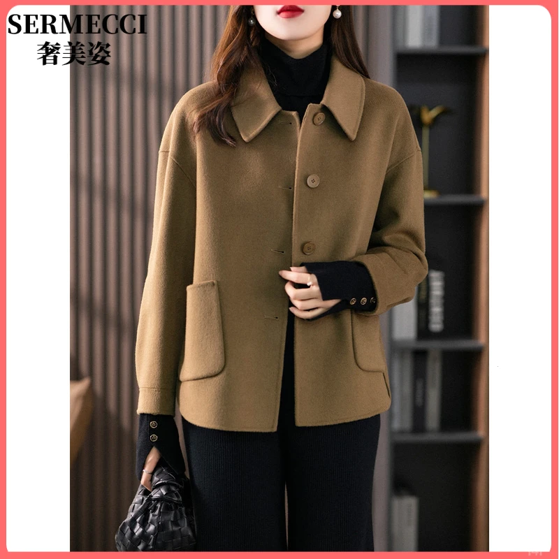 高级感小个子修身显瘦大衣女短款2025秋冬新款设计感毛呢外套