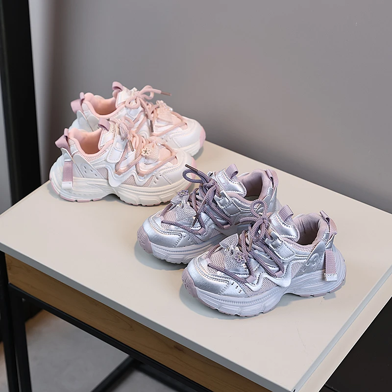 女童老爹鞋儿童软底运动鞋女孩网面透气休闲鞋2025春秋季百搭单鞋