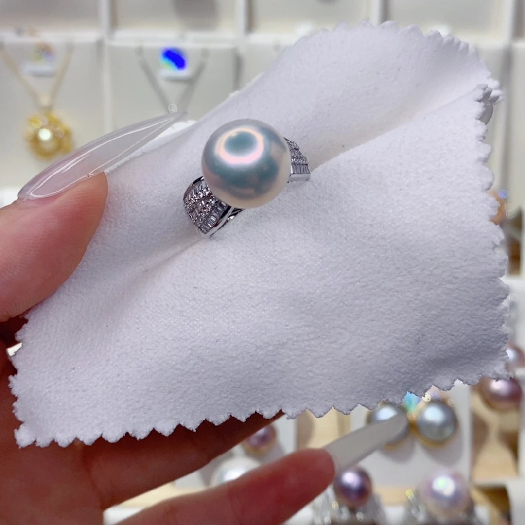 七***七戒指银S925镶嵌淡水珍珠12➕