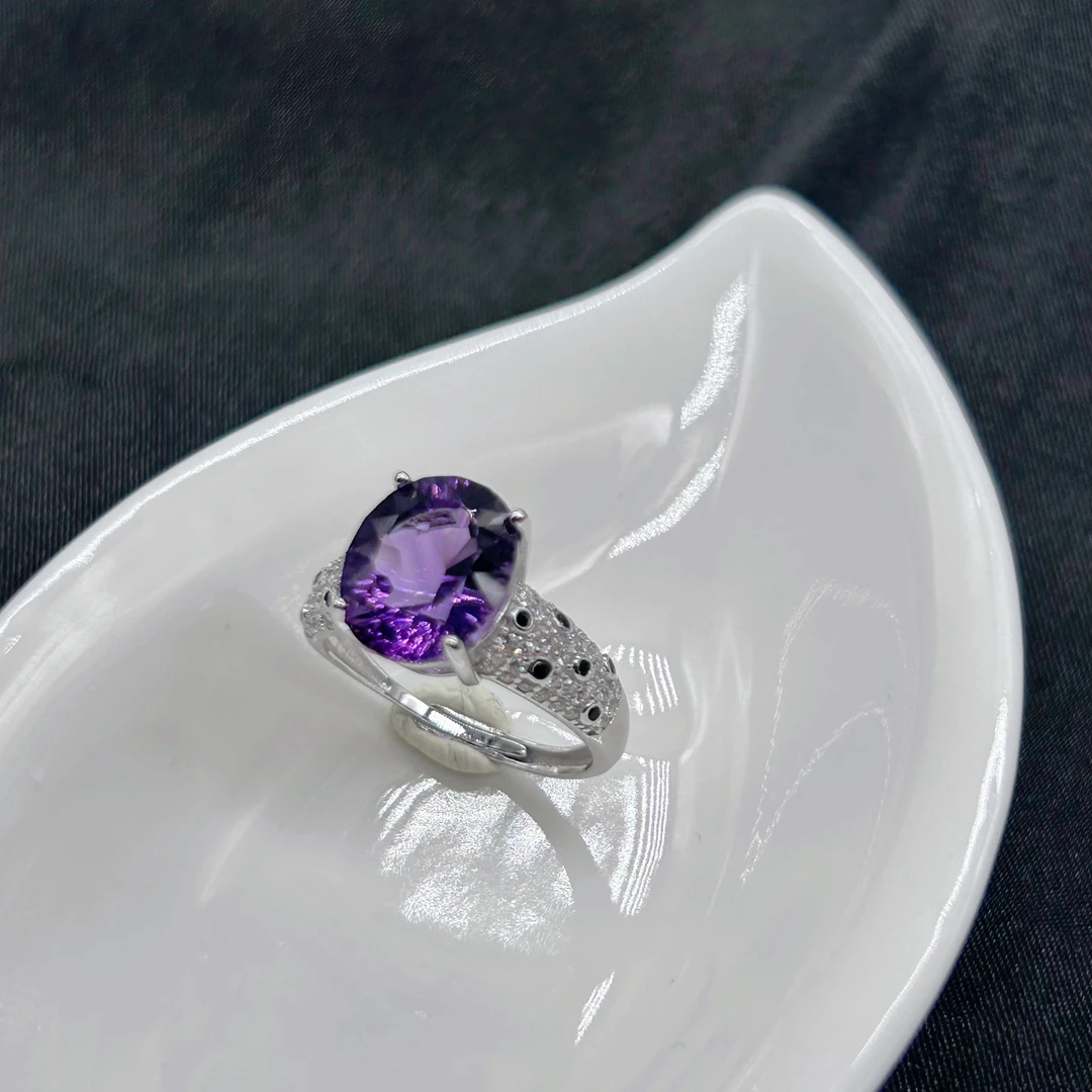 S925银紫水晶戒指开口【多样性发一】【ZSJ035】