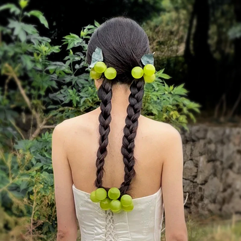 水舞B3006森系仿真绿葡萄配饰户外道具展示婚礼新娘头饰