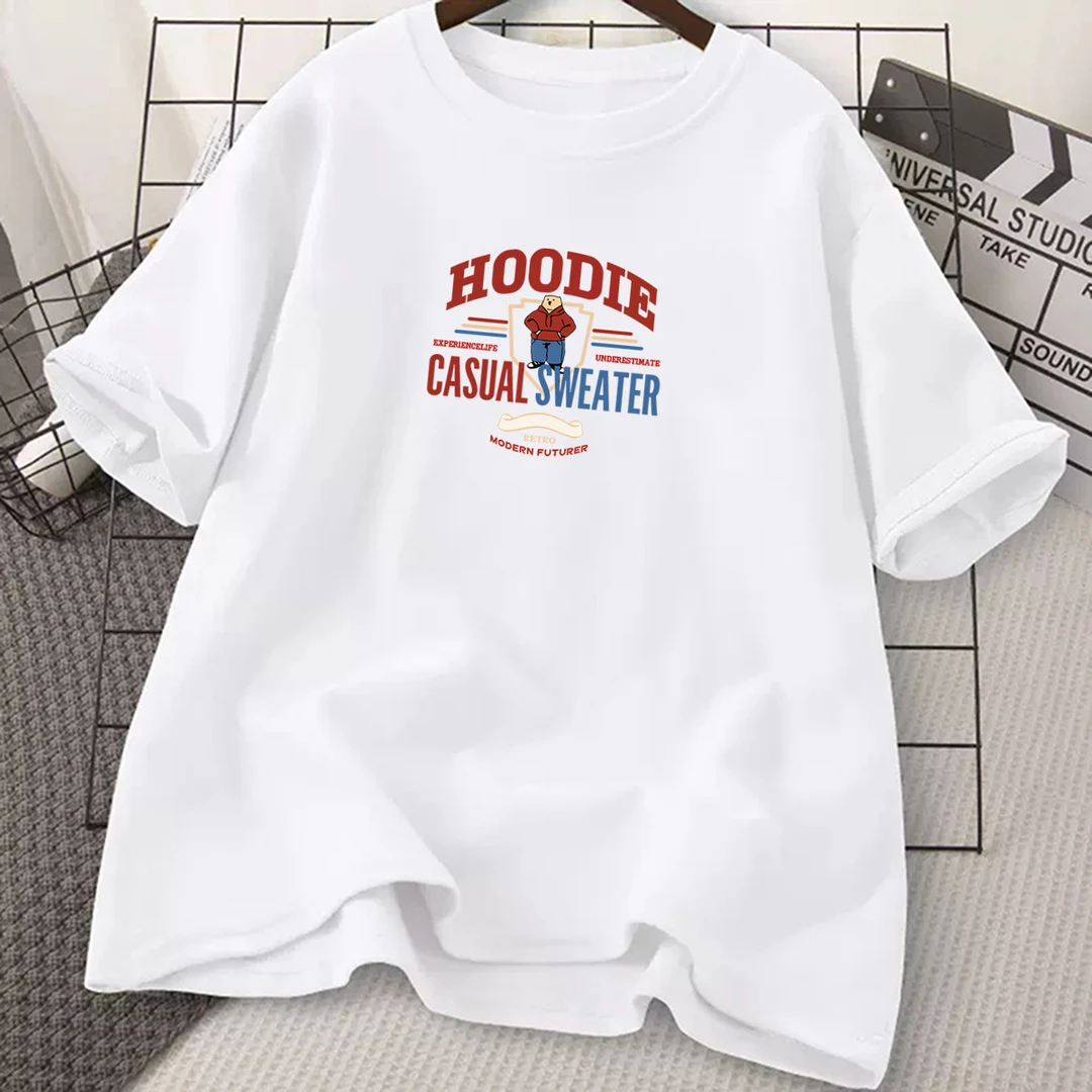 美式潮牌春夏新款纯棉印花T恤男女情侣宽松百搭学生上衣团体服