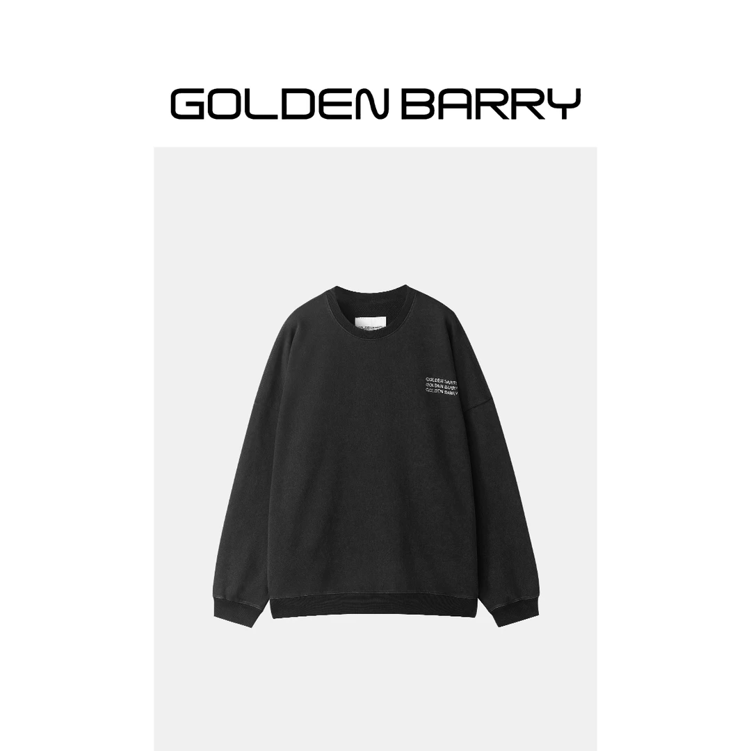 GOLDENBARRY|260188男款做旧洗开衩印花卫衣
