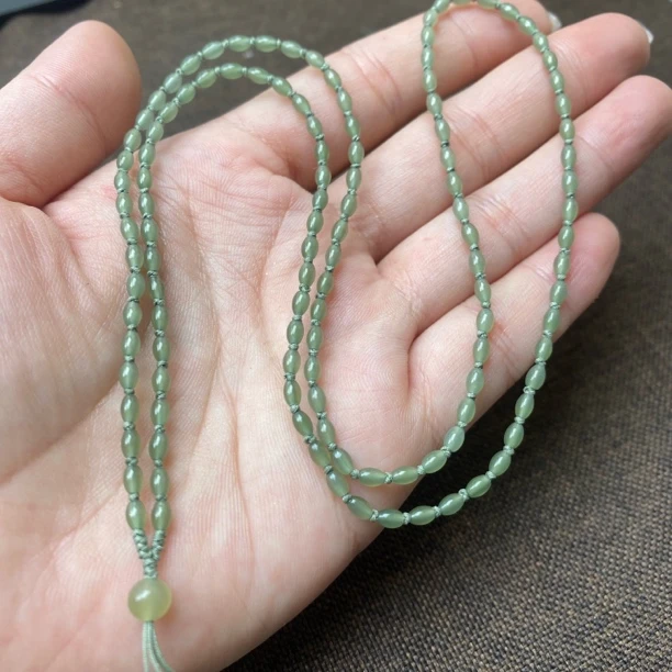 福利和田玉小米珠2.8mm珠链冰晴水米珠挂绳保真60厘米时尚精美