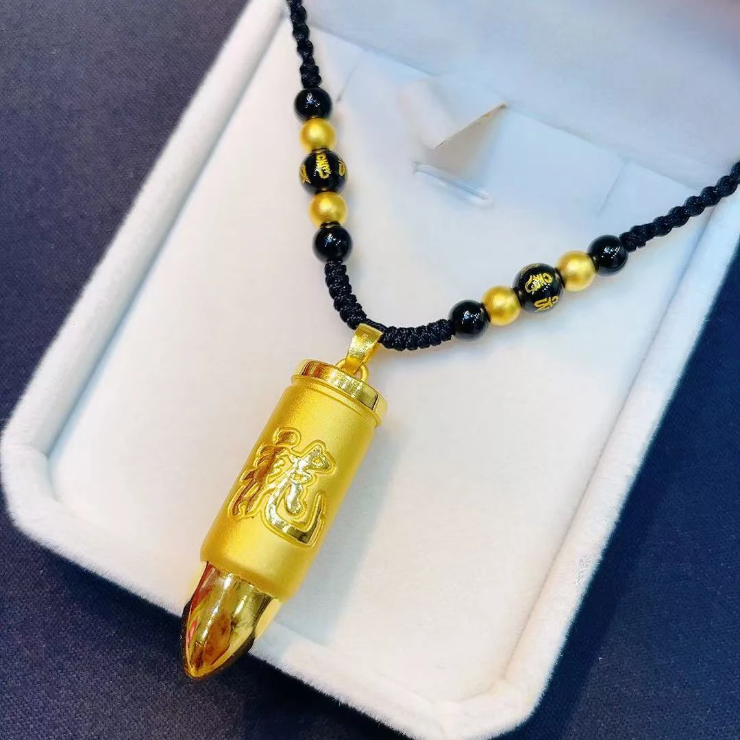足金999黄金子弹头编制项链