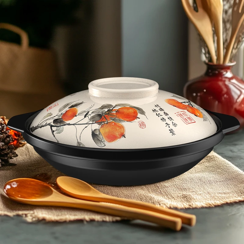 柚米一粒加高陶瓷砂锅干烧煲仔锅耐高温石锅炖锅汤煲焖煲家用明火