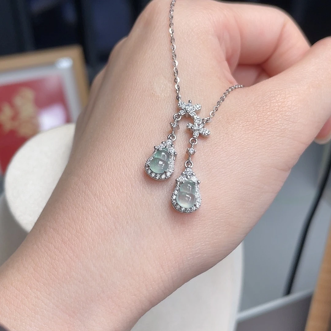 颈饰银S925镶嵌翡翠83699