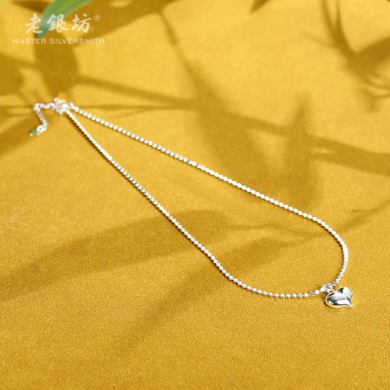 链子925银 扁珠桃心套链40+5cm 0022273春日花花