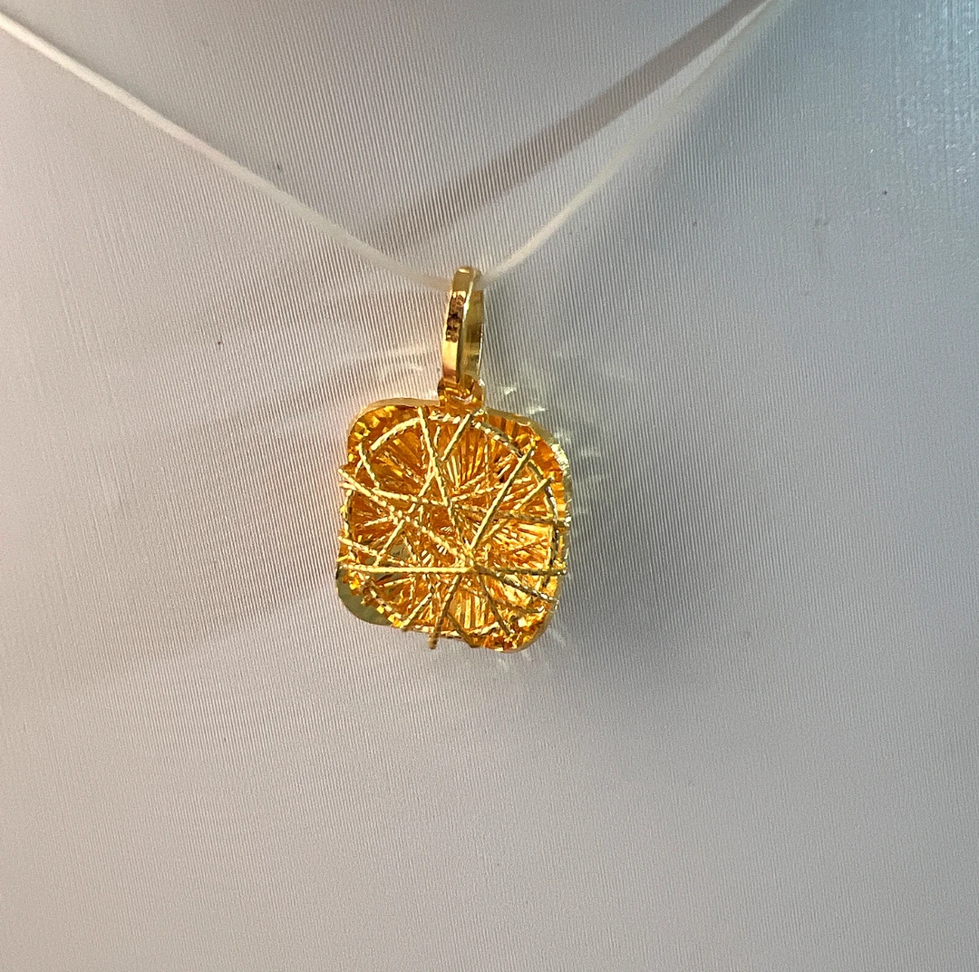 足金999 花丝方糖挂坠