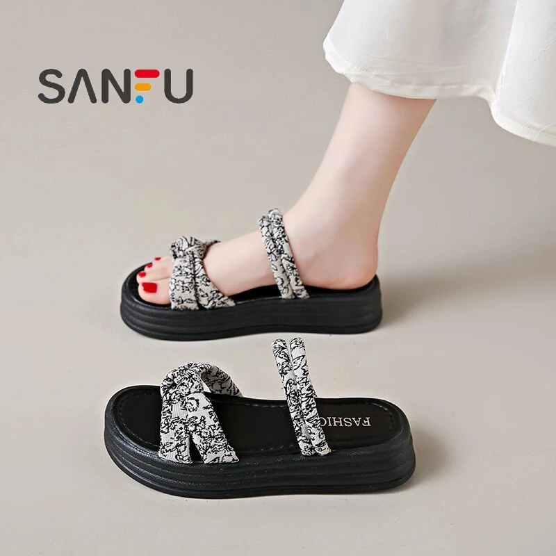 三福踩屎感中式国风两穿凉拖鞋女2025夏季新款配裙子软底外穿凉鞋