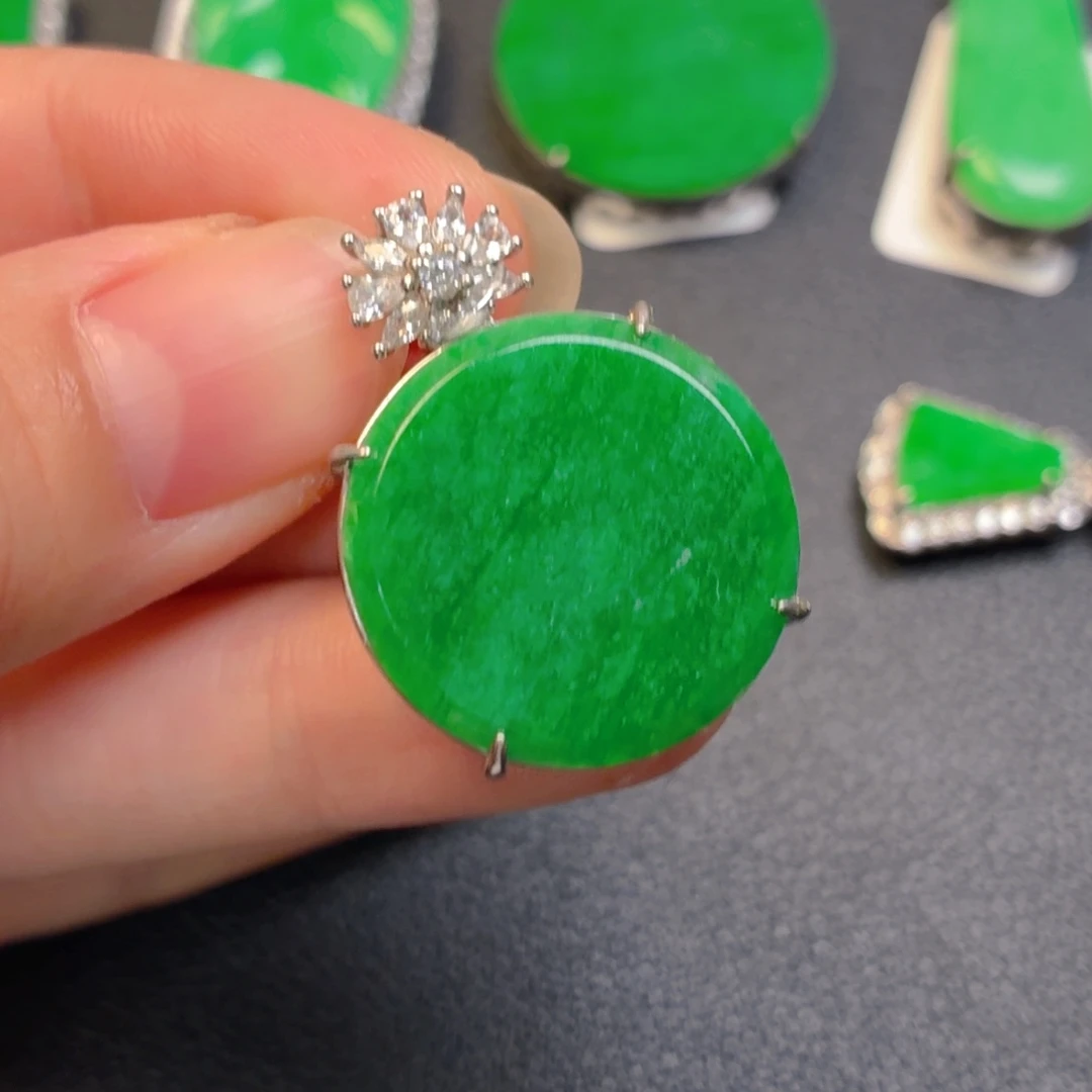 翡翠银S925镶嵌吊坠(不含链)