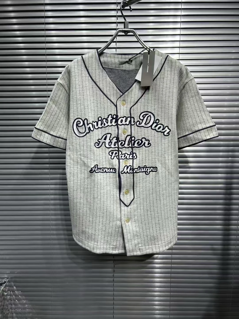 99新 DIOR/迪奥 胸前标语弹幕灰色短袖棒球服 os m码