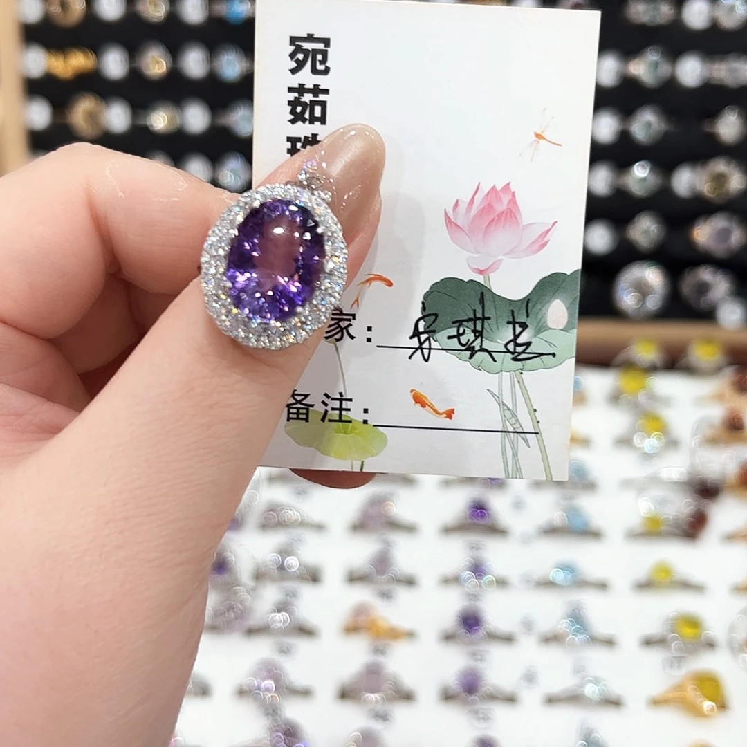 水晶戒指银S925镶嵌安****咯戒指