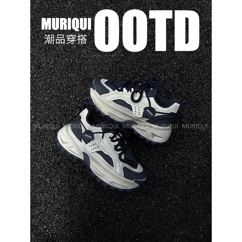 MURIQUI Normcore秋冬新款复古增高老爹鞋男 休闲百搭做旧脏脏鞋