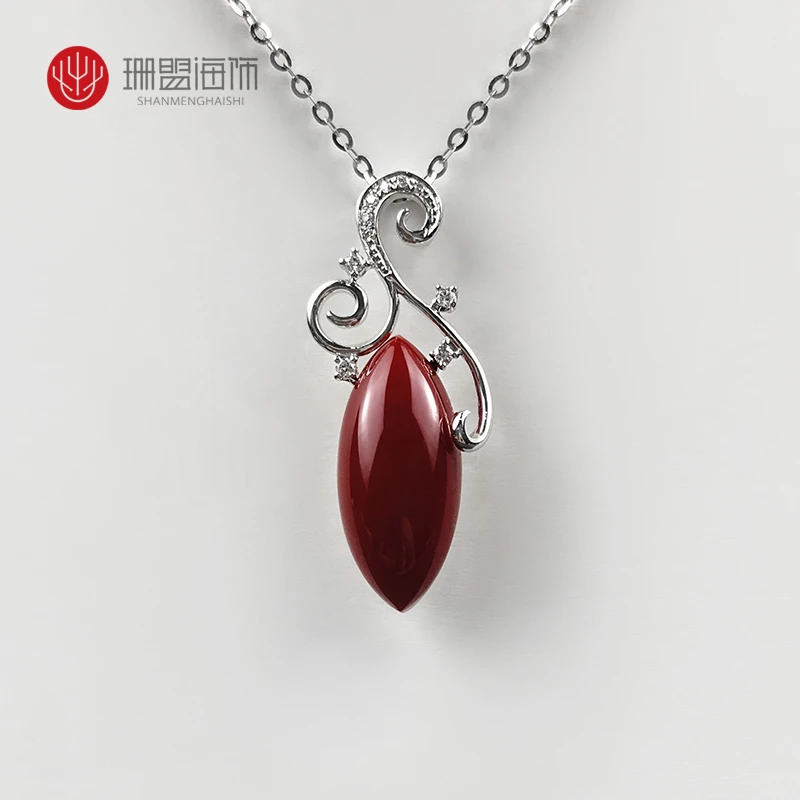 红珊瑚阿卡水滴珊瑚吊坠