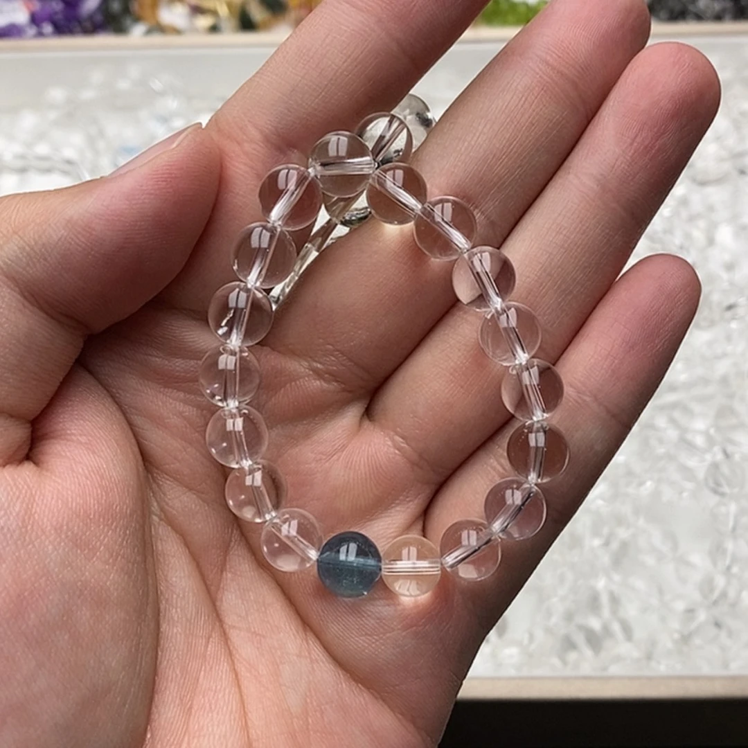 【闪购商品】水晶手链未镶嵌懒***乖白水➕海蓝宝改14.5手围