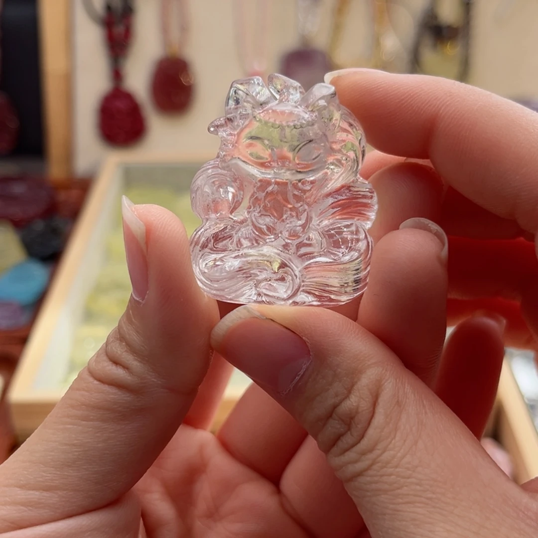 水晶颈饰未镶嵌飘**酱白水立体九尾57