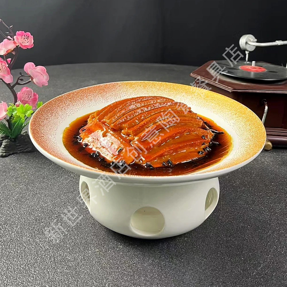 创意幻彩星空福缘陶瓷加热保温明炉酒店商用家用盘子高档餐具品质