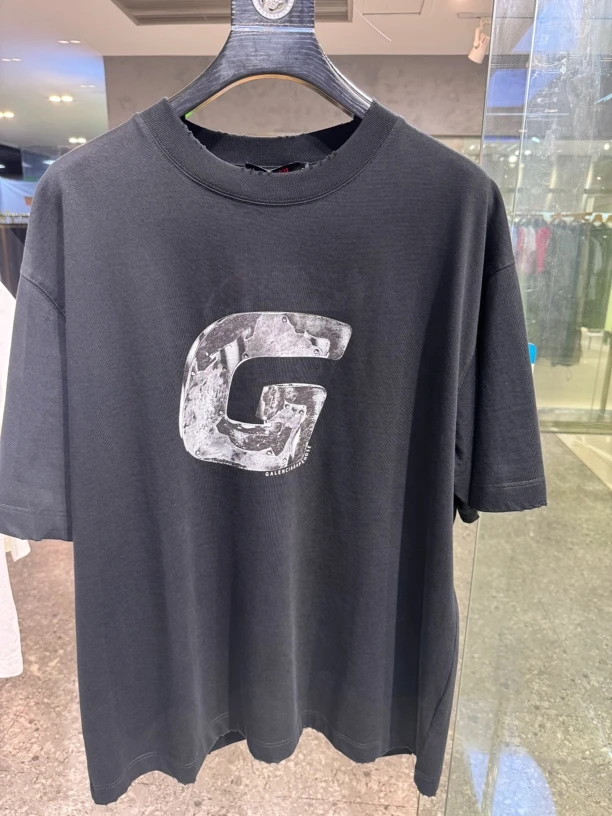 宽松大版百搭夏季上衣圆领全棉短袖T恤印花 痞帅休闲