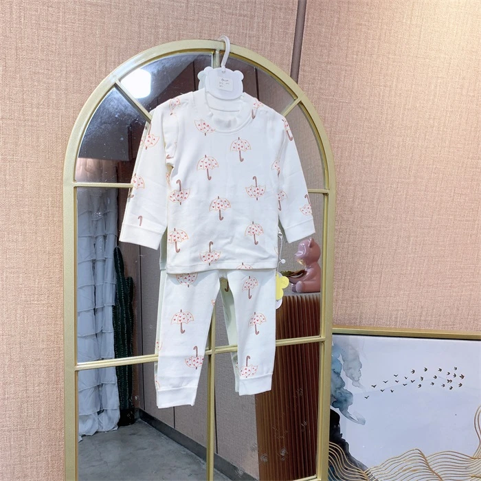 AM200   宝宝白色印花秋衣套装