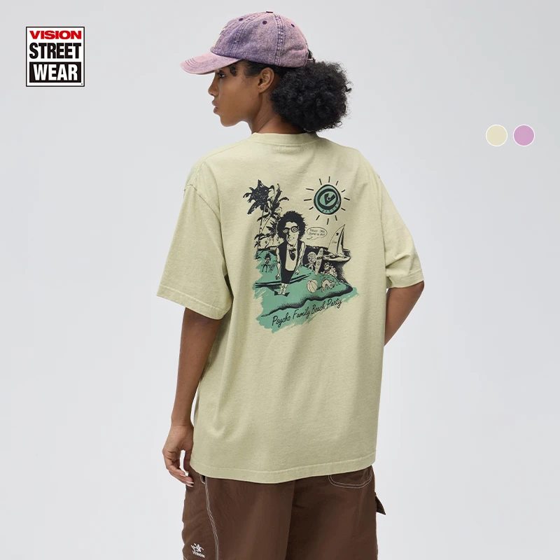 VISION PsychoFamily系列海滩派对美式街头休闲短袖T恤夏日穿搭
