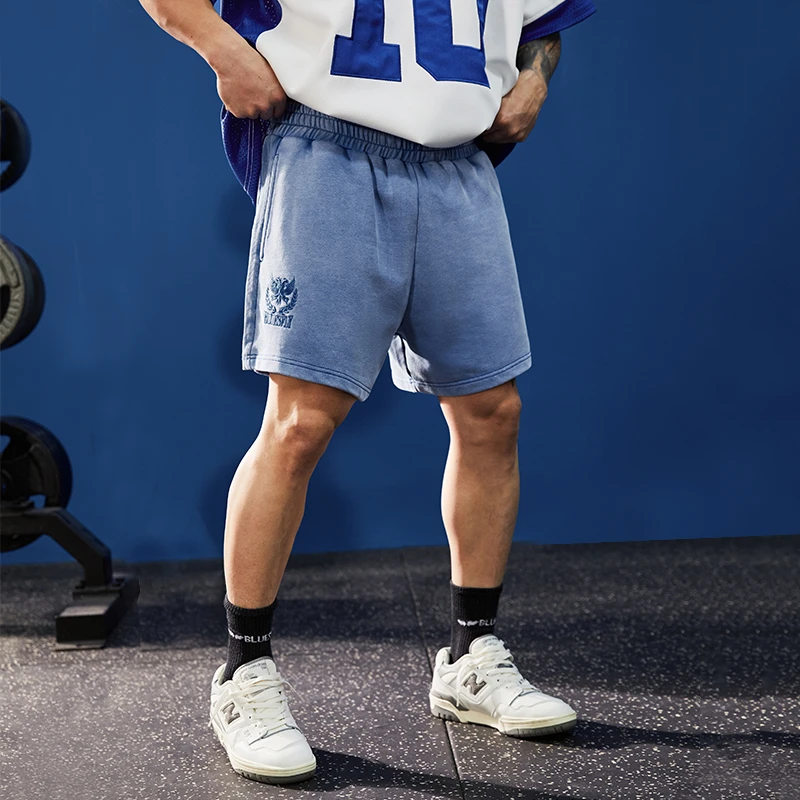 BLUESFLY短裤男美式洗水做旧炒雪花训练运动休闲健身四分裤潮