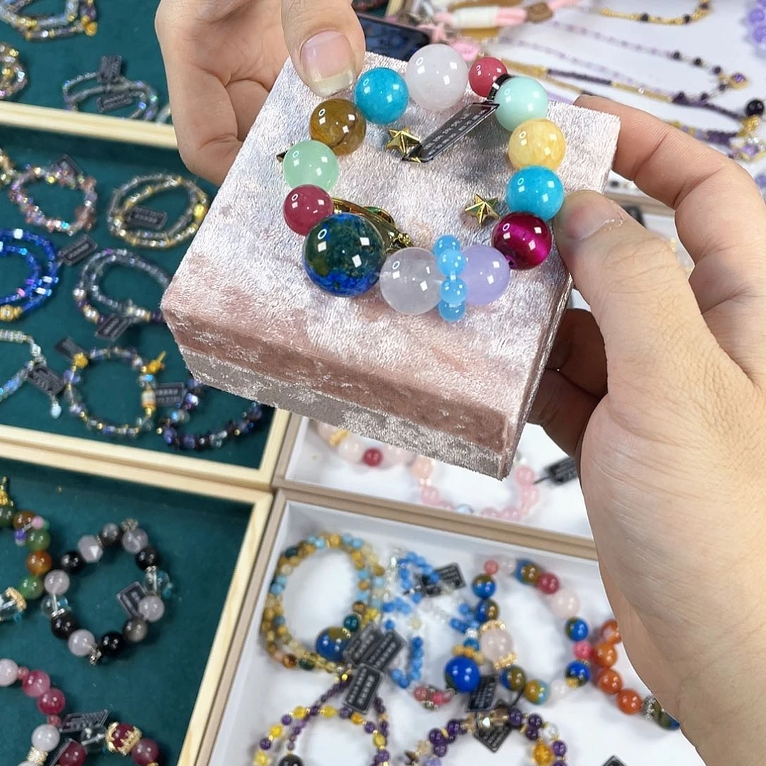 水晶手链银S925镀金镶嵌